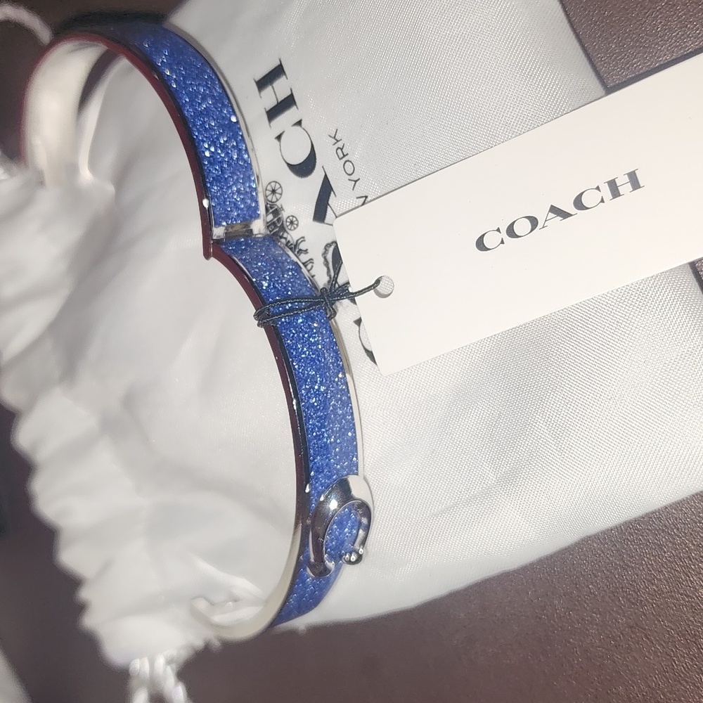 Coach Blue Sparkle Hinged Bracelet Nwt and Dusty Bag - Picture 3 of 6
